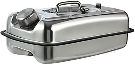 MissYin Portable 5L,10L,20L Motorcycle Car Fuel Tank Jerry Can Spare 304 Stainless Steel Petrol Gas Container Anti-Static Fuel Gasoline Diesel Carrier with Pipe Car Travel (Red 5L)