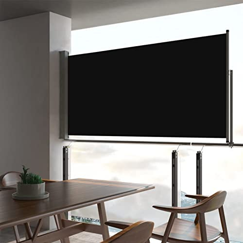 CIADAZ Auvent latéral rétractable de Patio 80x300 cm Noir,Parasols Et Stores pour Patio,Parasol pour Balcon,Coupe Vent Terrasse