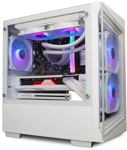 ionz Gaming PC - Desktop Computer, Ryzen 5 7600X, Radeon RX9060 XT, 32GB DDR5 RAM, 1TB NVMe SSD, 240mm AIO, 600W 80+ PSU, Windows 11, Wifi | White - G1