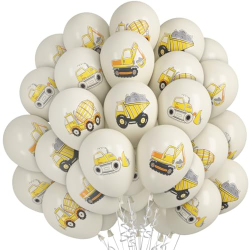 36 Stück Baufahrzeug Luftballons, Bagger Luftballon, Baustelle Kindergeburtstag Deko, Laster Kran Druck Ballons, Fahrzeuge Luftballons für Kinder Jungen Geburtstags Babyparty Party Dekoration