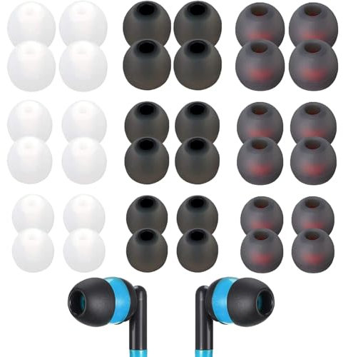 Silicone Earbuds Replacement Tips, 36 Pcs Earphone Buds Replacement, Silicone Earbud Tips - Replacement Earphone Buds with Excellent Noise Isolation and Comfort,Replacement Earbuds Tips. (36pcs-white)