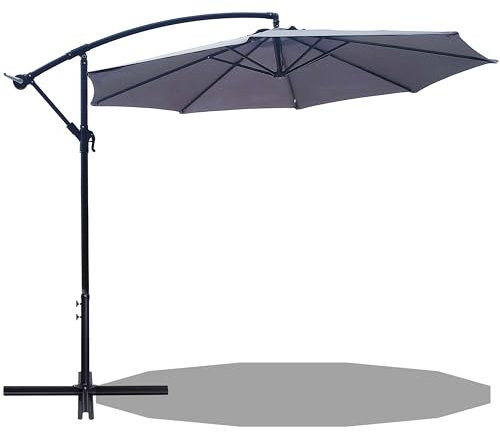 Silvergear® Sonnenschirm Groß für Balkon, Terrasse & Garten | Schutzhülle Ampelschirm | UPF50+ & Wasserabweisend | Sonnenschirm mit Ständer set | 300x240 CM | Anthrazit
