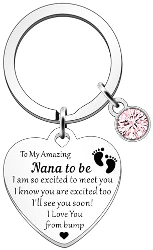 SDOFY Schlüsselanhänger für die werdende Oma, Muttertagsgeschenk, Geschenk von Bump Promoted to Nana New Nana, silber, One size