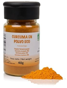 FRISAFRAN | Cúrcuma en Polvo BIO 40g | Digestivo | Ayuda al rejuvenecimiento | Curcuma pura | especia sin aditivos | Suplemento | En Polvo | Cúrcuma-molida | Origen India
