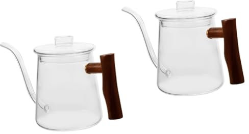 MAGICLULU 2 Piezas olla verter a mano cafetera bote de café vacío jarra de café para café molido canalón jarra cafe jarra para cafe teapot tetera doméstica tetera de café de vidrio Madera