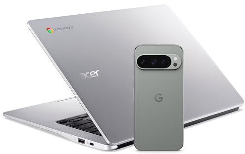 Google Pixel 9 Pro - Smartphone Android sbloccato con Gemini, batteria con 24 ore di autonomia e display Super Actua da 6,3 - Grigio verde, 256GB + Acer Chromebook 314, Silver