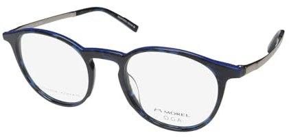 Oga 10138o Brillengestell/Brille, handgefertigt, Acetat, authentische Designer-Brille, Blau / Rotguss, 51-21-145