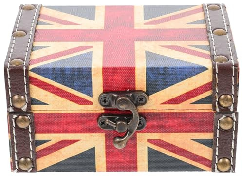 Alipis Vintage Wooden Jewellery Box with British Flag Design - Retro Storage Treasure Chest for Bracelets Earrings Rings - Decorative Jewellery Organizer for Home and Travel