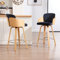 chairus Taburetes de Bar Madera Juego 2 de Taburetes Cocina Tapizados en Terciopelo, Taburetes de Mostrador Giratoria Natural Sillas Altas Bistro con Patas Madera para Hogar/Isla de Cocina, Negro