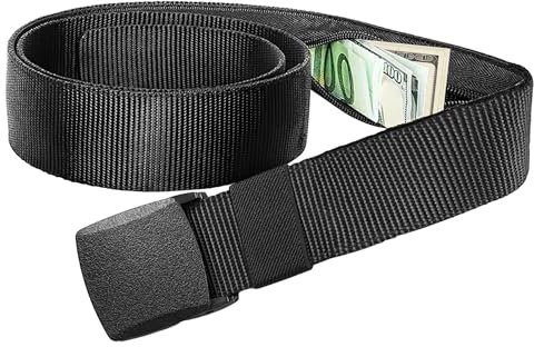 Cintura Portasoldi Nascosta Per Viaggio 120cm, Cintura Per Soldi Da Uomo E Da Donna Con Scomparto Segreto, Regolabile Con Scomparto Segreto, Cinturas Con Scomparto Per Soldi E Fibbia Per Viaggi (Nero)