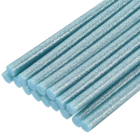 sourcing map 16pcs Full Size Hot Glue Gun Sticks 7mm x 200mm Small Glue Sticks for Glue Gun, Glitter Sky Blue