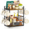 EsLuker.ly Coffee Bar Station Organizer Mug Cup Holder Stand for Countertop, Multi-Functional 2 Tier Mug Tree Rack for Kitchen, Storage Shelf with 12 Removable Hooks, Space-Saving Coffee Nook Enhancer