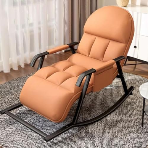 TerraVibe Fauteuil à bascule, fauteuil à bascule pour salon, extérieur, dossier de balançoire réglable et repose-pieds rembourré, pour salon, chambre à coucher et balcon, orange