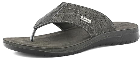 inblu Homme Ciabatte Infradito Uomo Ecopelle Con Plantare in Vera Pelle Imbottito Mule, Noir, 40 EU