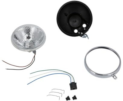 AKF Set: H4 Scheinwerferumbau, Kunststoffgehäuse mit Chromring und Halteklammern - für Simson S50, S51, S70