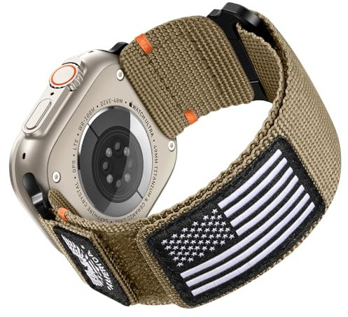 Bandletic Compatibile con cinturini Apple Watch da uomo, largo e morbido cinturino sportivo in nylon con connettore Matel per iWatch Ultra Band 49 mm, Serie 10 46 mm, 9/8/7 45 mm, SE2/6/SE/5/4 44 mm