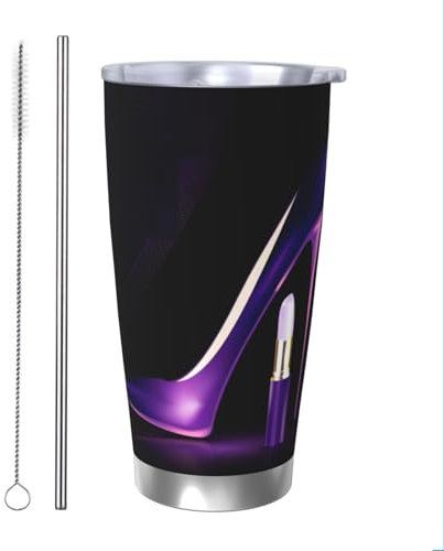 Qgwdyyjq Tasse de voiture en acier inoxydable avec motif à talons hauts et rouge à lèvres 590 ml