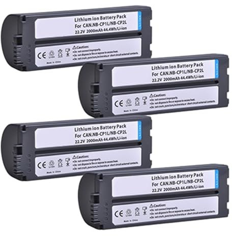 Batterie NB-CP2LH NB-CP2L NB CP1L CP2L CP2LH, Compatible avec Canon, for Imprimantes Photo SELPHY NB-CP1L CP1300 CP1200 CP1500 CP910 CP900(4 Battery)