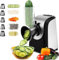 Coupe-Légumes Électrique 5-en-1, Râpe Multifonction 150W avec Tambours en Acier Inoxydable, Râpe de Cuisine Électrique pour Carottes, Pommes de Terre, Fromage, Fruits et Salade