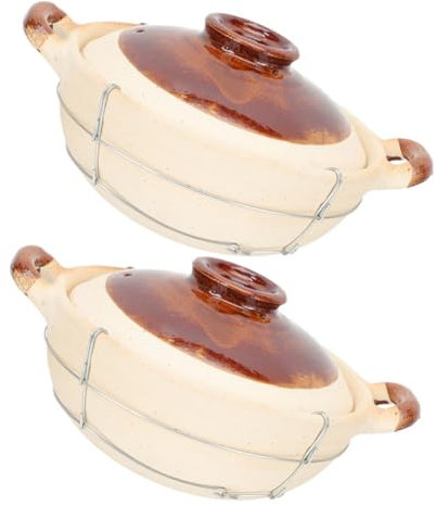 LIFKOME Pirofila in Terracotta Casseruola Rotonda Con Coperchio Brasiera Per Stufato E Cucina Materiale Resistente Al Caldo