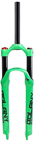 TAXXII MTB-Federgabel, 26 Zoll, 1-1/8 Zoll, 28,6 mm, gerades Rohr, Magnesiumlegierung, Gas-Scheibenbremse, Fahrradfederweg 120 mm (Farbe: Grün, Größe: 29 Zoll)