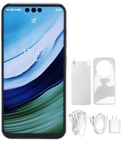 Yanmis Teléfono Inteligente, Pantalla LCD HD de 6.7 Pulgadas 1440x3040 Resolución 16MP Cámara Trasera Delantera de 32MP 12 GB RAM 256GB ROM, con Desbloqueo Facial de Tecnología AI, (Green)