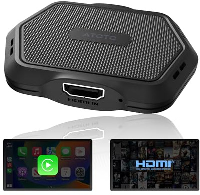 ATOTOMOVE AD1 Adaptador inalámbrico Carplay Box con entrada HDMI, dongle 2 en 1 para coches CarPlay con cable, concentrador multimedia Plug & Play para TV Box/consola de juegos/DVD/Blu-ray, Bluetooth