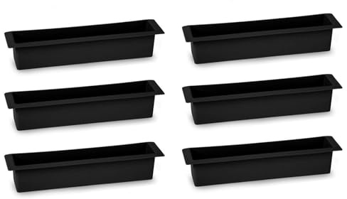 AC - Pack de 6 jardineras para Cementerio, plástico, macetero, Flores, tumbas, lápidas, nichos, mausoleos, Ligera y Resistente, fácil Limpieza, Fabricada en España (Negro - 36 x 8 cm)