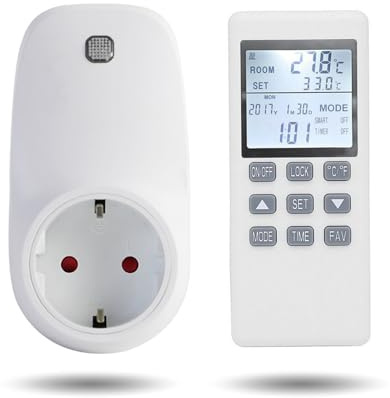 SROCHN Thermostat Steckdose mit LCD Display Fernbedienung, Temperaturregler, für Infrarotheizung Verschiedene Heizgeräte