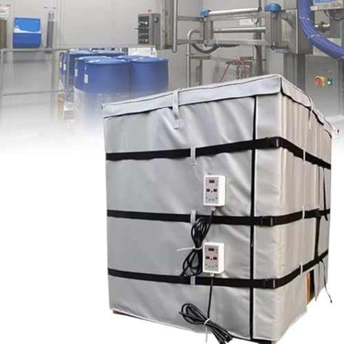 XUXIAO Oil Drum Heating Jacket, IBC Plastic Tank Heating Pad, 0-150℃ Adjustable Oil Pail Heater, for Optimal Temperature Maintenance Silver