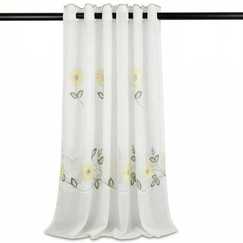 Zimoer Tende Corte per Cucina con Effetto 85 * 110cm,Tende Corte per Finestre Bianche,Semitrasparenti Tende per Interni, Tenda Bistrot con Occhielli, Tendee per Finestre Piccole