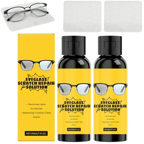 2er-Set Brillenglas Kratzer Entferner, Reinigungsspray Entferner Kratzer Linsen mit Brillenputztuch, Kratzer Lösung, Geeignet Für Alle Arten Von Linsen, 30ml