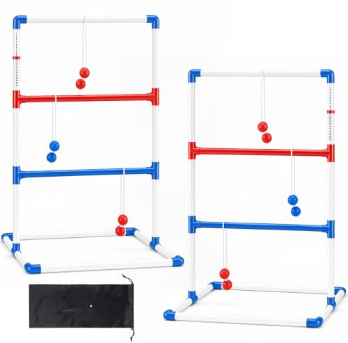 NEWBULIG Ladder Toss Game, Ladderball Golf Set with Tossing Balls, Ladder Ball Games for Outdoor Lawn, Yard for Family, Adults & Kids, Complete with 6 Bolas, Score Trackers & Carry Bag