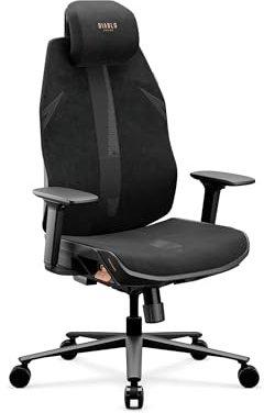 DIABLO sedia ergonomica ufficio sedia gaming regolabile supporto lombare poggiatesta braccioli 3D schienale reclinabile rete traspirante profondità seduta regolabile comoda Ultra Black