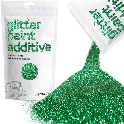 Hemway Glitter Paint Additive - Emerald Green | Metallic Flakes for Adding Sparkle to Paints & Wood Varnish | Add to Emulsion, Acrylic & Latex for Indoor Sparkly Walls | 100 g