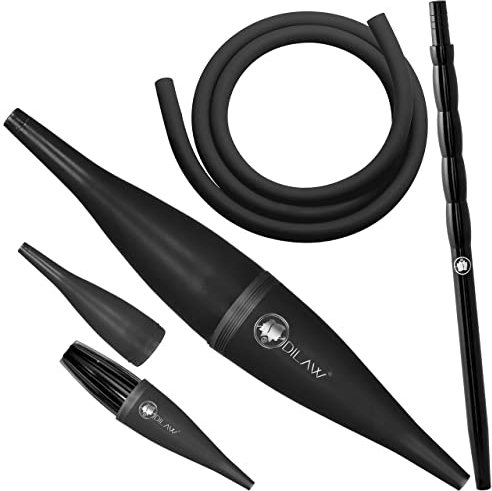 DILAW Shisha Ice Bazooka + Alu Mundstück + Silikonschlauch Set Kombinierbar mit Allen Handelsüblichen Schläuchen | Black