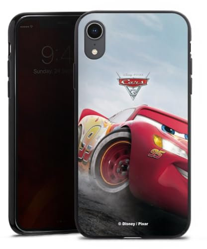 Silikon Hülle kompatibel mit Apple iPhone Xr Case schwarz Handyhülle Lightning McQueen 95 Offizielles Lizenzprodukt Cars