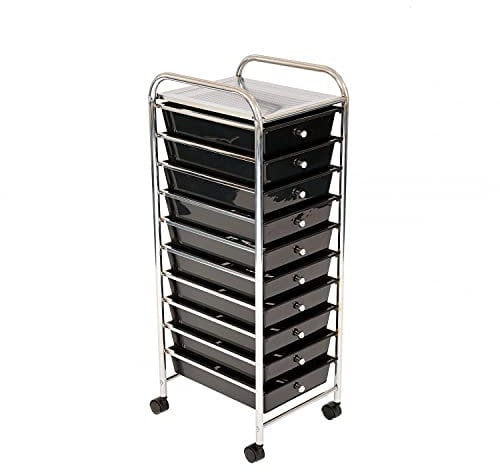 Oypla 10 Drawer Storage Mobile Makeup Salon Trolley Portable Storage Organiser