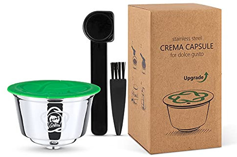 i Cafilas Nachfüllbare Kapseln Dolceg usto Nachfüllbare Filterkapseln aus Edelstahl kompatibel Dolceg usto 1 Tassen + Kunststofflöffel + Bürste