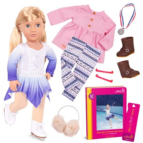 Our Generation - Katelyn - 46 cm große, bewegliche Eiskunstlaufpuppe - Blondes Haar & Blaue Augen - Eislauf-Outfit - Vorgetäuschtes Spiel - Spielzeug für Kinder ab 3 Jahren