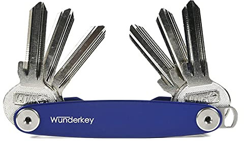 Wunderkey Classic Blau (2-8 Schlüssel) – der Schlüssel-Organizer Made in Germany in Premium Qualität, Key-Organizer, Schlüssel-Etui, Schlüsselhalter, Schlüsselbund Organizer, Schlüsselmäppchen