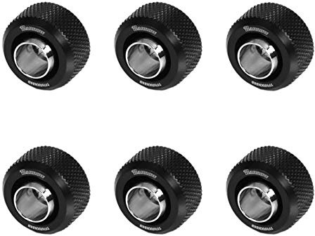 Barrow G1/4-13/10mm Flexible Tube Compression Fitting - Black (6 Pack)