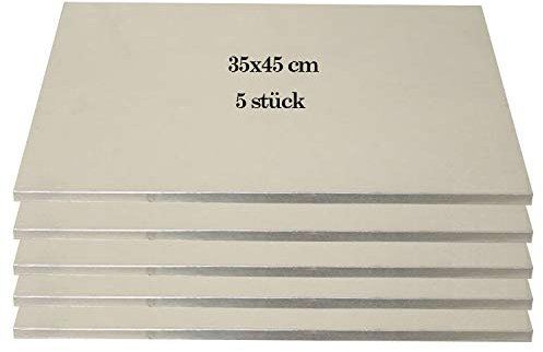 Tortenplatte/Cake Board Rechteck Silber 35x45 cm 5 stk.
