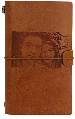 Personalisierbares Leder-Notizbuch, nachfüllbares Reise-Notizbuch, personalisierbar mit Ihrem eigenen Foto für Männer und Frauen, perfektes Tagebuch für Skizzieren