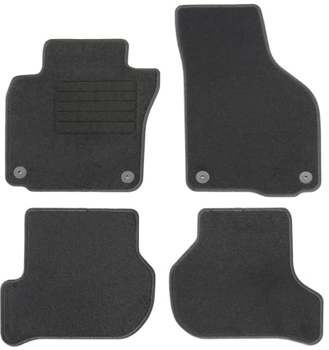 AD Tuning Textil Fußmatten für VW Golf 5 (01/2007-08/2009) | 4-teilig, 100 % passgenau, Textil, Schwarz, Randkettelung, mit Druckknopf Befestigung vorne und hinten