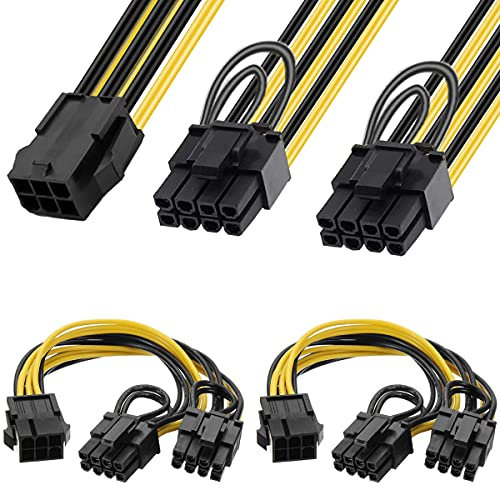 Xiatiaosann GPU Grafikkarte Stromkabel 6Pin auf 2 X 8Pin PCI Express Y-Splitter Kabel, 2 Stück Netzteil 6 Pin Buchse auf Dual PCI-E 8 Pin 6+2 Pin Stecker Adapterkabel