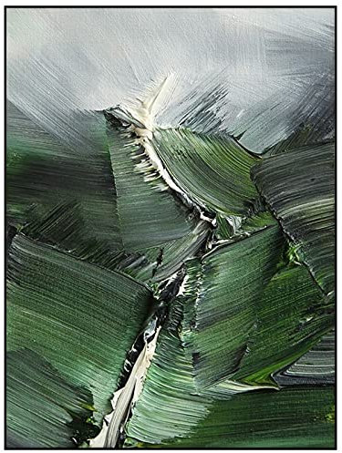 XIAONI Handgemalte Acryl Gemälde Auf Leinwand,Moderne Abstrakte Extra Große Wandkunst Frameless Cool Paintings Grünes Blatt Handgemalte Wandkunst Strukturiert Für Wohnzimmer Schlafzimmer Dekoratio