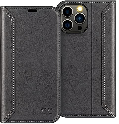 OCASE Compatible with iPhone 13 Pro Max Case, iPhone 13 Pro Max Wallet Case PU Leather Flip Case with RFID Blocking Card Holder Kickstand Retro Cover for 6.7 Inch 2021 5G,Graphite Black