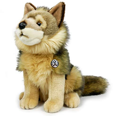 Kuscheltier Wolf sitzend 28 cm hoch Plüschtier Wolfshund * Escada