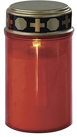 EMOS DCCV19 Bougie funéraire LED avec minuteur, étanche IP44, pour l'extérieur, lampe funéraire, bougie de cimetière, durée de vie de 10 000 heures, 7 x 12,5 cm, rouge